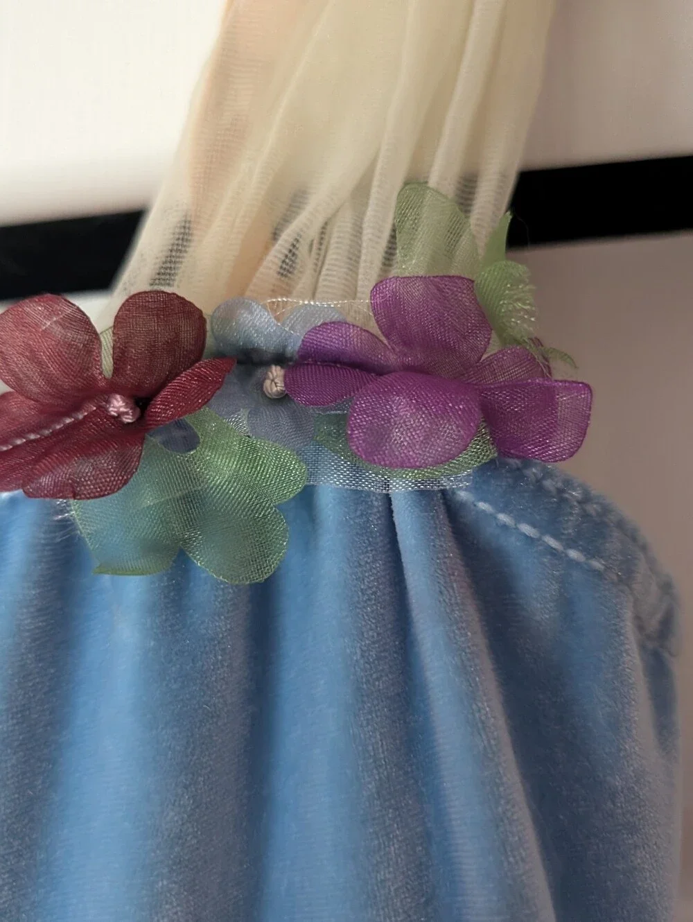 costume gallery girls medium fairy princess dress blue ivory floral tulle sequin